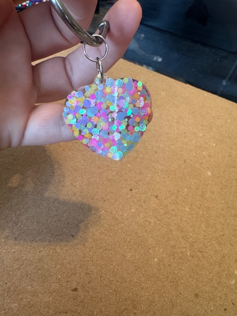 Unbranded Pink Multi-Confetti Heart Pet ID Tag Keychain - Picture 2 of 3